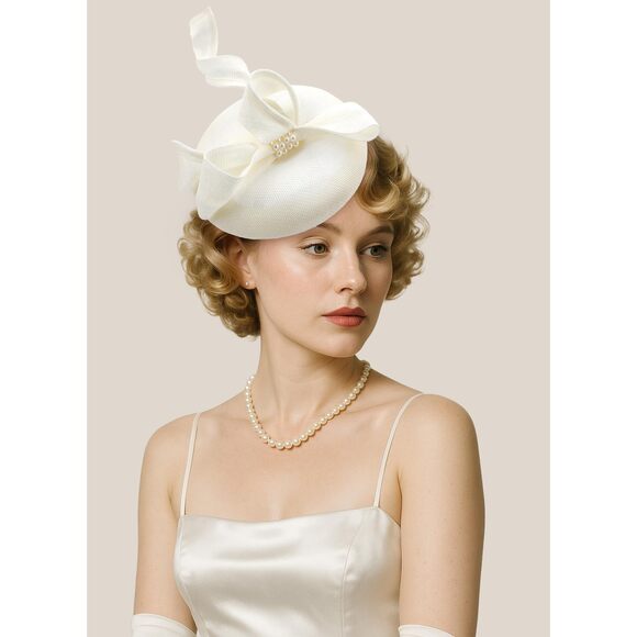 Bow Derby Hat For Women 2025 - White Fascinators Attire Bowler Hat 6777